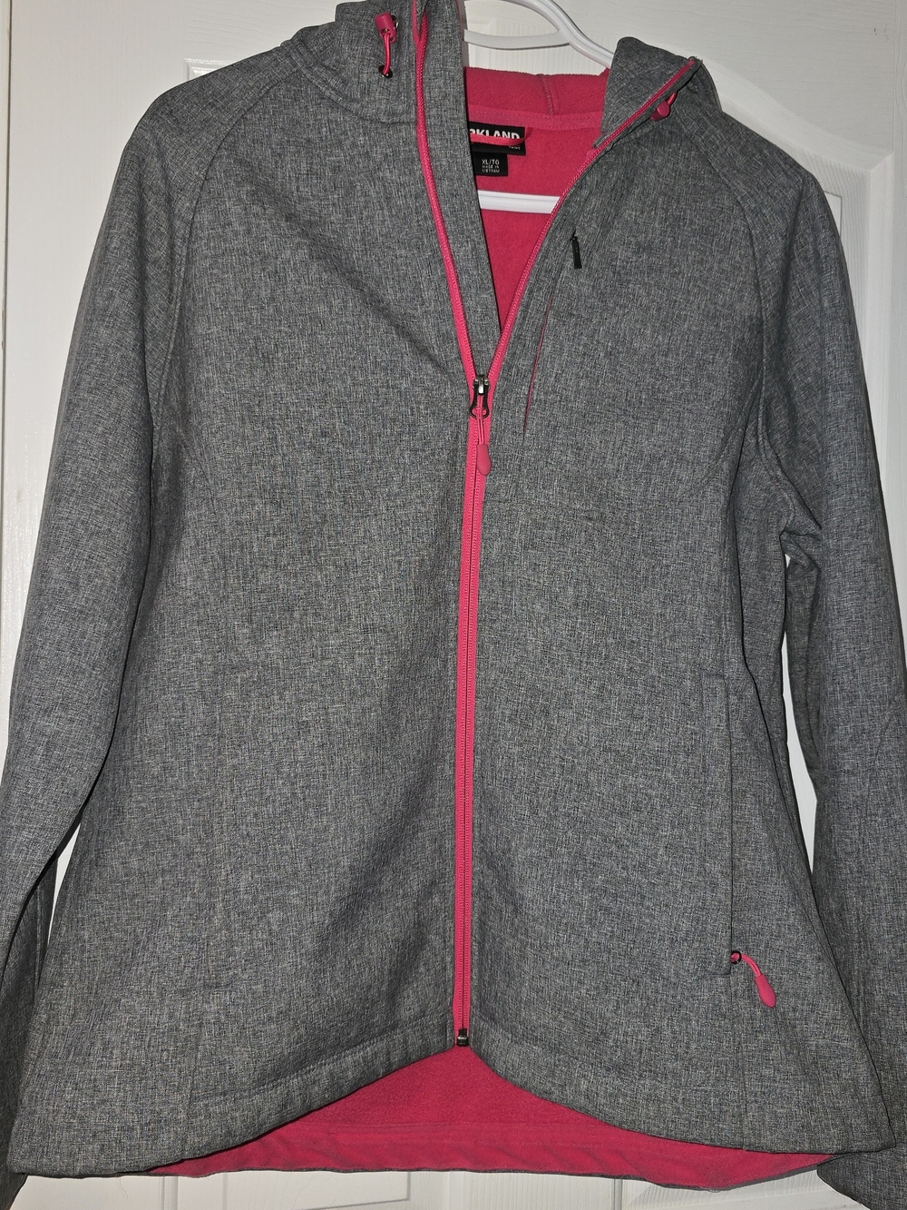 Kirkland Signature Gray Softshell Jacket with Pink Trim